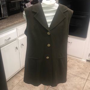 Long Green Button Down Vest - size 14